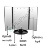 Oglinda cosmetica extensibila cu LED si buton tactil